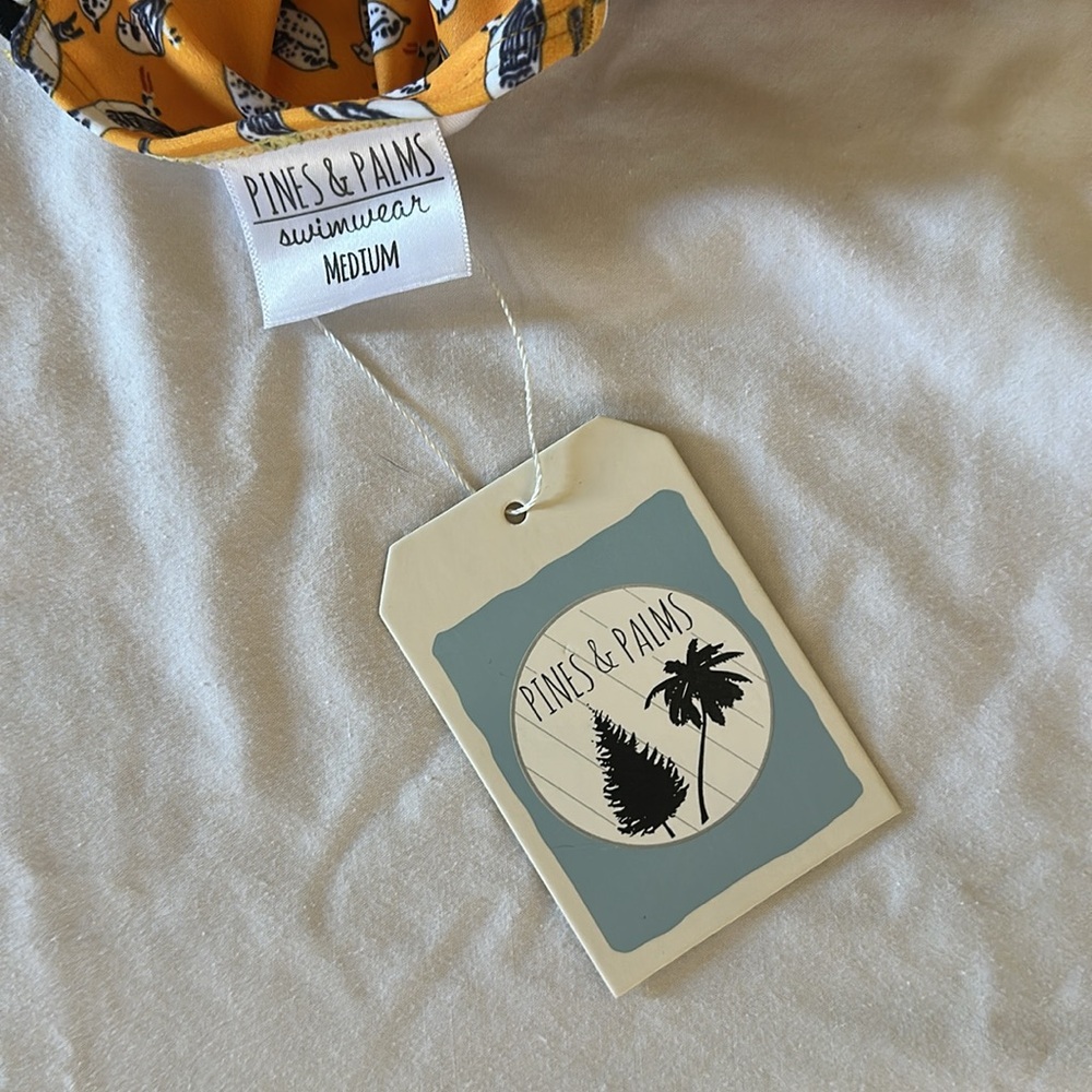 Pines & Palms Swimwear *NWT* Women's Bird Print Yellow Swimsuit - Picture 11 of 13